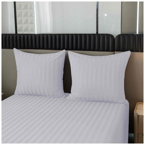 Pościel Z Lamówką 140x200 1x70x80 Silver Adamaszkowa Pasy