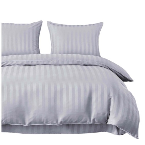 Pościel Z Lamówką 140x200 1x70x80 Silver Adamaszkowa Pasy