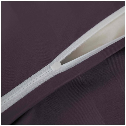 Pościel Z Lamówką 140x200 1x70x80 Fioletowa Adamaszkowa Pasy