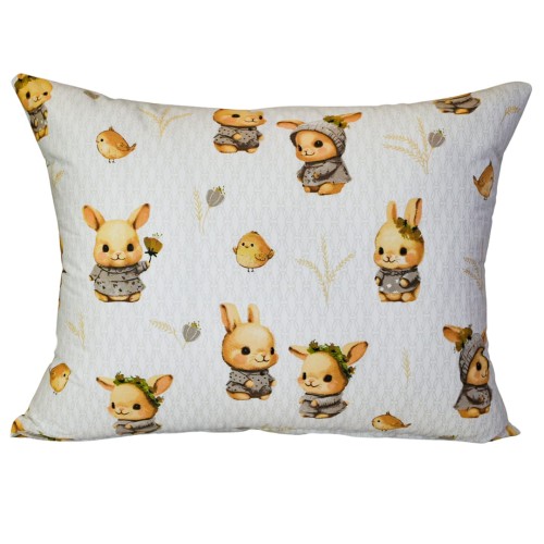 Poszewka Dziecięca 50x70 Bawełniana Króliczki Beż