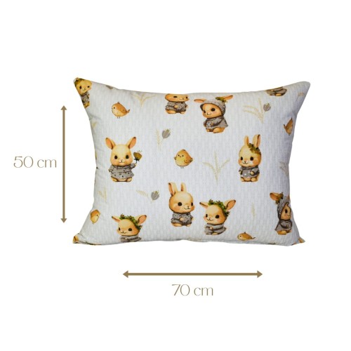Poszewka Dziecięca 50x70 Bawełniana Króliczki Beż