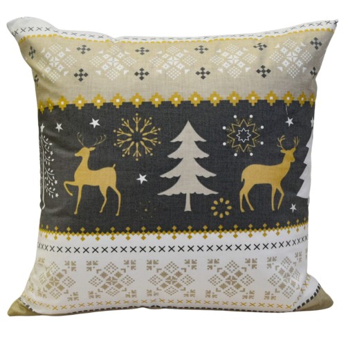 Poszewka Świąteczna 40x40 Bawełniana JAŚ Renifer Sweterek Złoty