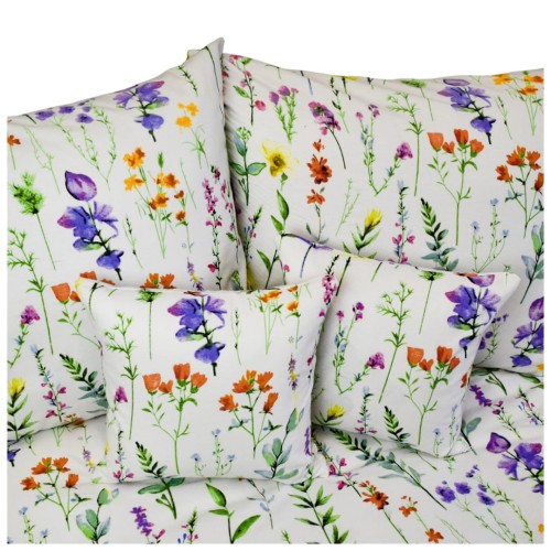 Komplet Pościeli Flanelowej 220x200 2x70x80 Kolorowa Łączka