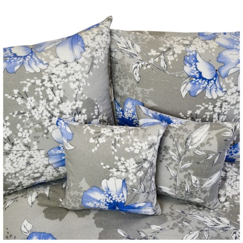 Komplet Pościeli Flanelowej 160x200 2x70x80 Kwiatowy Szary