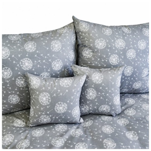 Komplet Pościeli Bawełnianej 140x200 2x70/80 Dmuchawce Na Szarym