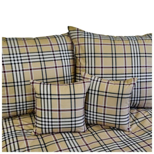 Komplet Pościeli Bawełnianej 200x220 2x70/80 Krata Beżowa