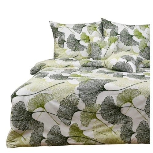 Komplet Pościeli Bawełnianej 160x200 2x70/80 Liście Miłorzębu