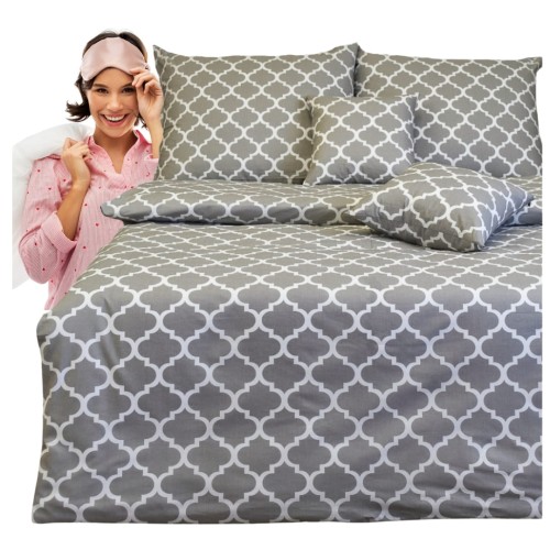 Komplet Pościeli Bawełnianej 160x200 2x70/80 Maroko Szare