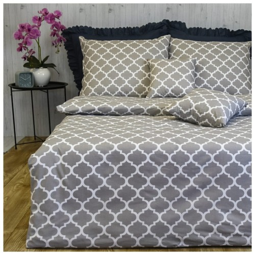 Komplet Pościeli Bawełnianej 160x200 2x70/80 Maroko Szare