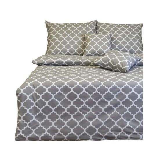 Komplet Pościeli Bawełnianej 160x200 2x70/80 Maroko Szare