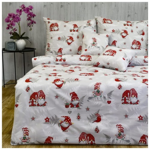 Komplet Pościeli Świątecznej 160x200 2x70/80 Skrzaty X-MAS