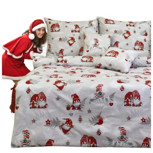 Komplet Pościeli Świątecznej 160x200 2x70/80 Skrzaty X-MAS