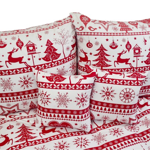 Komplet Pościeli Świątecznej 160x200 2x70/80 Sweterek Czerwony