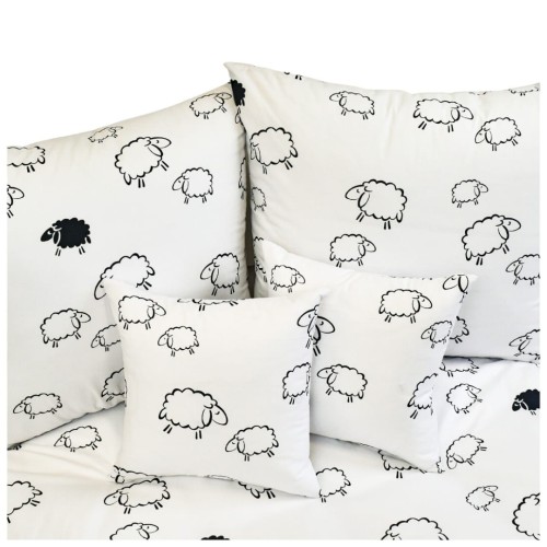 Komplet Pościeli Bawełnianej 140x200 1x70/80 Owieczki Na Białym