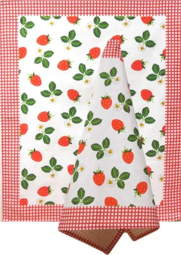 Ścierka 100% Bawełna 55x66 Grecja Truskawki Czerwona