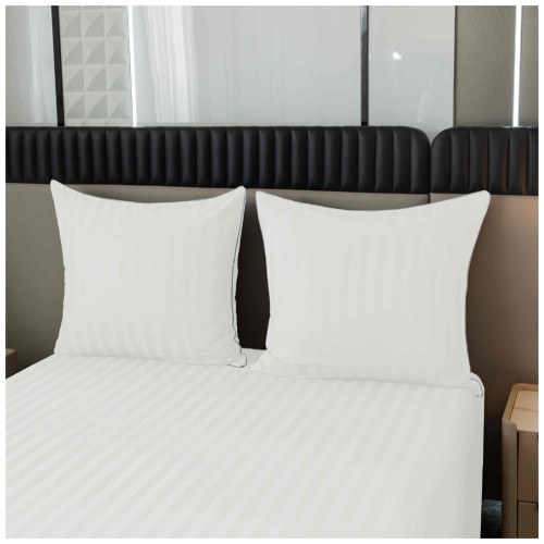 Pościel Z Lamówką 160x200 2x70x80 Biała Adamaszkowa Pasy