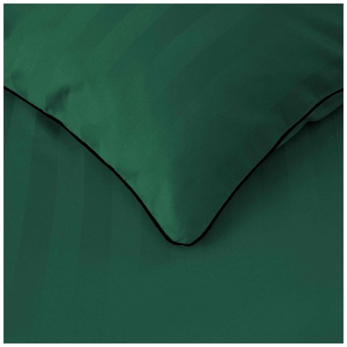 Pościel Z Lamówką 160x200 2x70x80 Butelkowa Zieleń Adamaszkowa Pasy