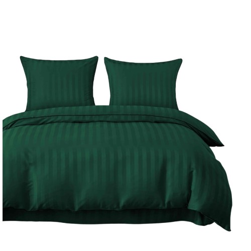 Pościel Z Lamówką 160x200 2x70x80 Butelkowa Zieleń Adamaszkowa Pasy