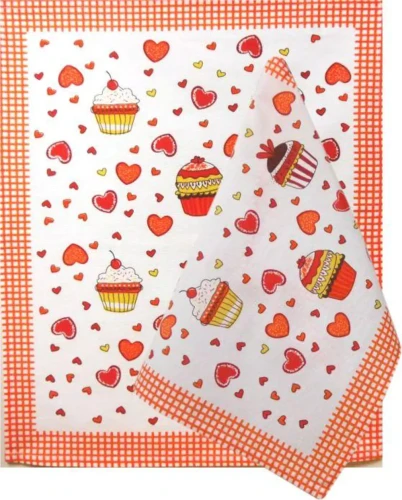 Ścierka 100% Bawełna 55x66 Grecja Muffiny Pomarańczowa