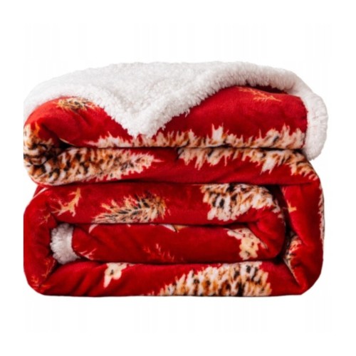 Koc Świąteczny Baranek 160x200 Mikrofibra Choinki