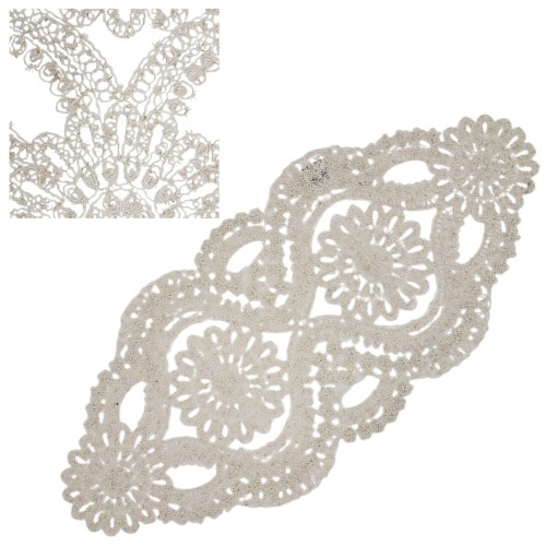 Obrus Barok 40x140 Ecru Elegancki Poliester 2406