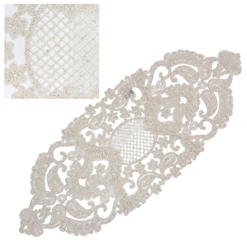 Obrus Barok 35x180 Ecru Elegancki Poliester 2408