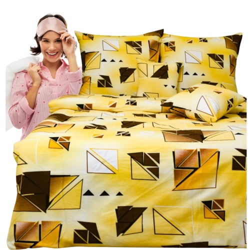 Komplet Pościeli Flanelowej 160x200 2x70/80 Szkiełka Żółte
