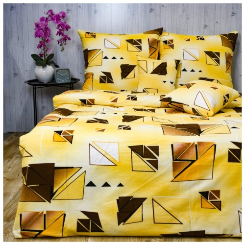 Komplet Pościeli Flanelowej 140x200 2x70/80 Szkiełka Żółte