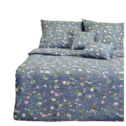 Komplet Pościeli Kora 200x220 2x70/80 Powoje z Motylem Szare