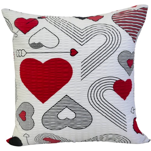 Poszewka 40x40 Kora JAŚ Serca Kreski Czerwone