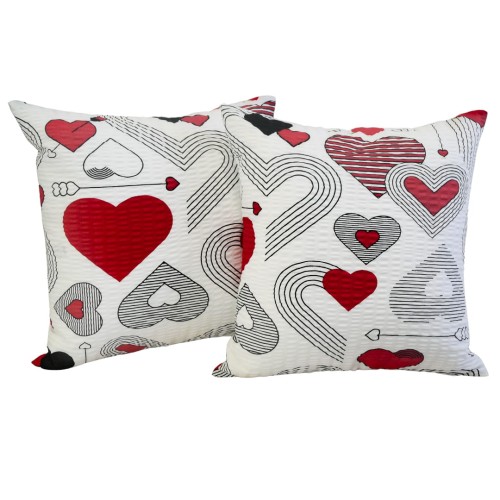 Poszewka 40x40 Kora JAŚ Serca Kreski Czerwone