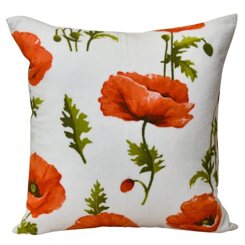 Poszewka 40x40 Flanelowa JAŚ Maki Na Białym