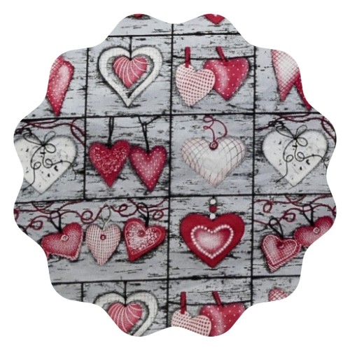 Poszewka 40x40 Bawełniana JAŚ Serca Na Desce Czerwone