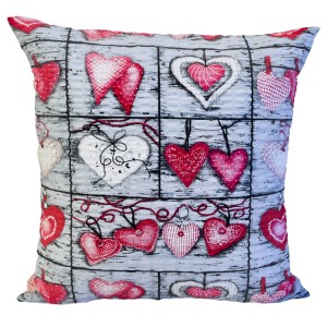 Poszewka 40x40 Kora JAŚ Serca Na Desce Czerwone