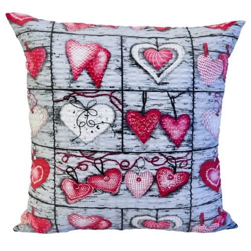 Poszewka 40x40 Kora JAŚ Serca Na Desce Czerwone