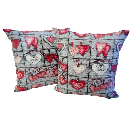 Poszewka 40x40 Kora JAŚ Serca Na Desce Czerwone