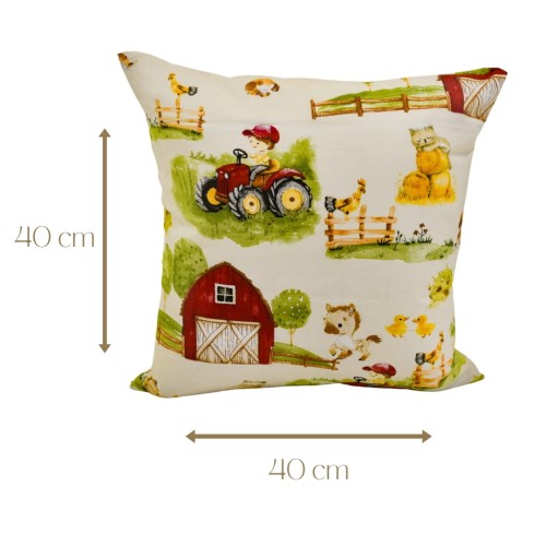 Poszewka Dziecięca 40x40 Bawełniana JAŚ Farmerski Świat Krem