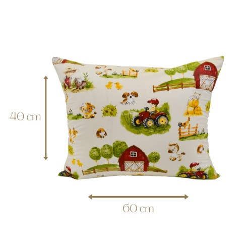 Poszewka Dziecięca 40x60 Bawełniana Farmerski Świat Krem