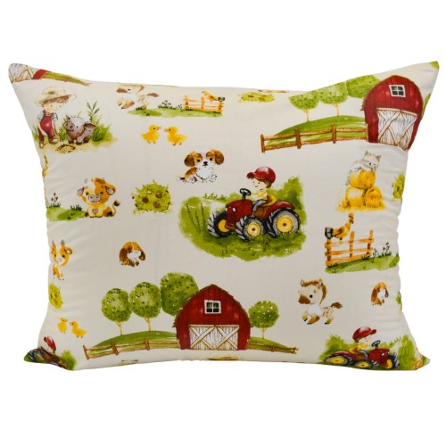 Poszewka Dziecięca 50x70 Bawełniana Farmerski Świat Krem