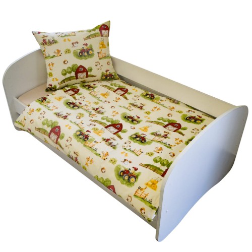 Komplet Pościeli Dziecięcej 100x160 + 40x60 Farmerski Świat Krem