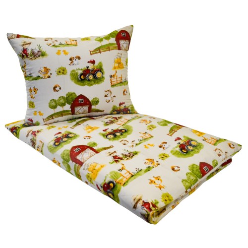Komplet Pościeli Dziecięcej 100x160 + 40x60 Farmerski Świat Krem