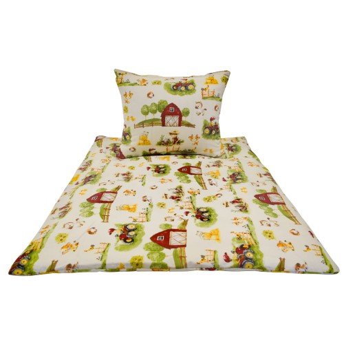 Komplet Pościeli Dziecięcej 100x160 + 50x70 Farmerski Świat Krem