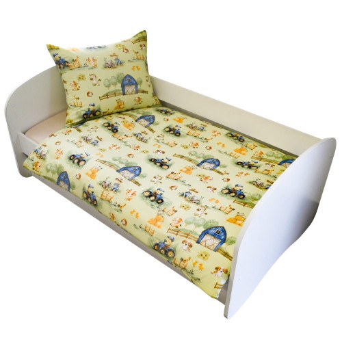 Komplet Pościeli Dziecięcej 100x160 + 50x70 Farmerski Świat Oliwka