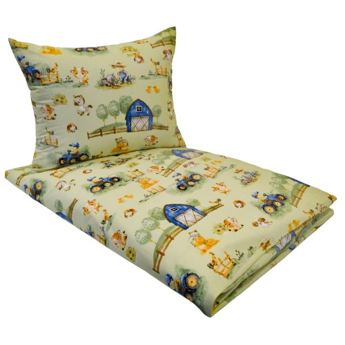 Komplet Pościeli Dziecięcej 100x160 + 40x60 Farmerski Świat Oliwka