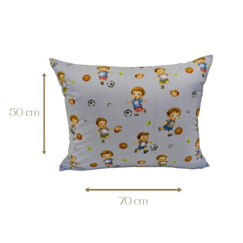 Poszewka Dziecięca 50x70 Bawełniana Piłkarzyki Błękit