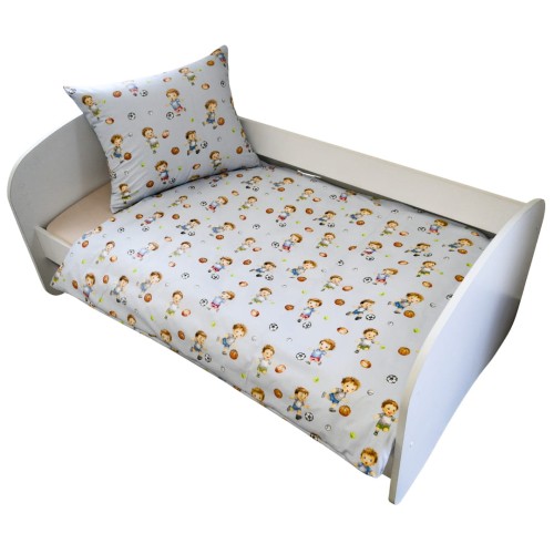 Komplet Pościeli Dziecięcej 90x120 + 40x60 Piłkarzyki Błękit