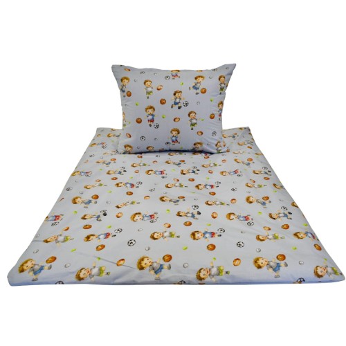 Komplet Pościeli Dziecięcej 100x135 + 50x60 Piłkarzyki Błękit