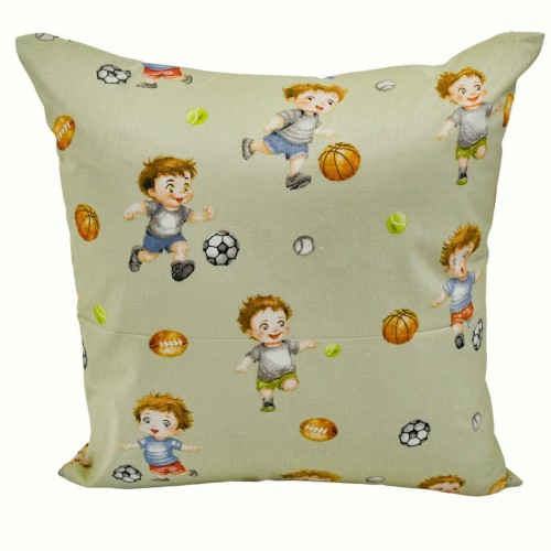 Poszewka Dziecięca 40x40 Bawełniana JAŚ Piłkarzyki Oliwka