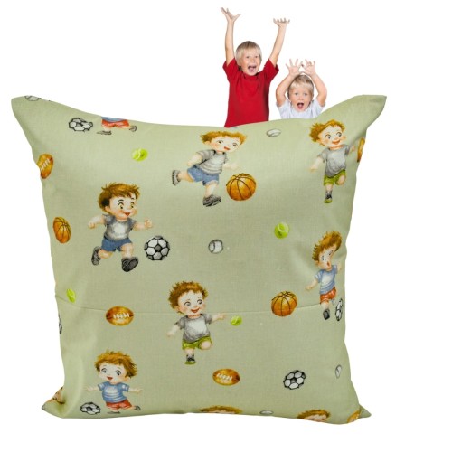 Poszewka Dziecięca 40x40 Bawełniana JAŚ Piłkarzyki Oliwka