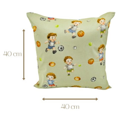 Poszewka Dziecięca 40x40 Bawełniana JAŚ Piłkarzyki Oliwka